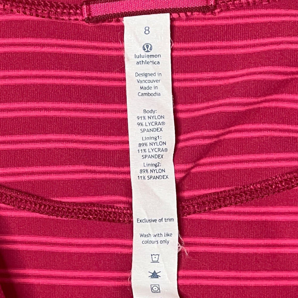 Lululemon Think Fast Pullover in Stripe Deepest Cranberry Size 8 - Picture 8 of 12